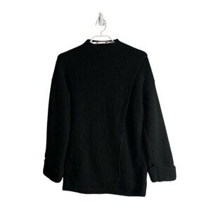 Athleta Women's Black Azalea Wrap Cashmere Blend Cozy Chunky Knit Sweater